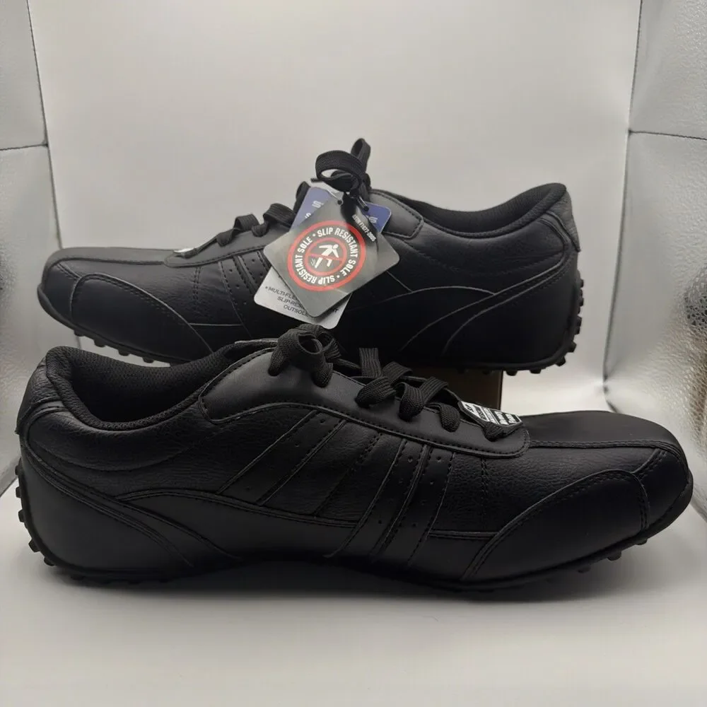 Men's 14 Skechers WORK Slip Resistant Relaxed Fit Memory Foam Shoes Black NEW